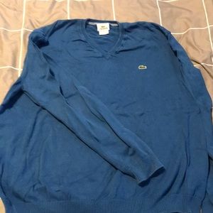 End blue Lacoste v-neck sweater